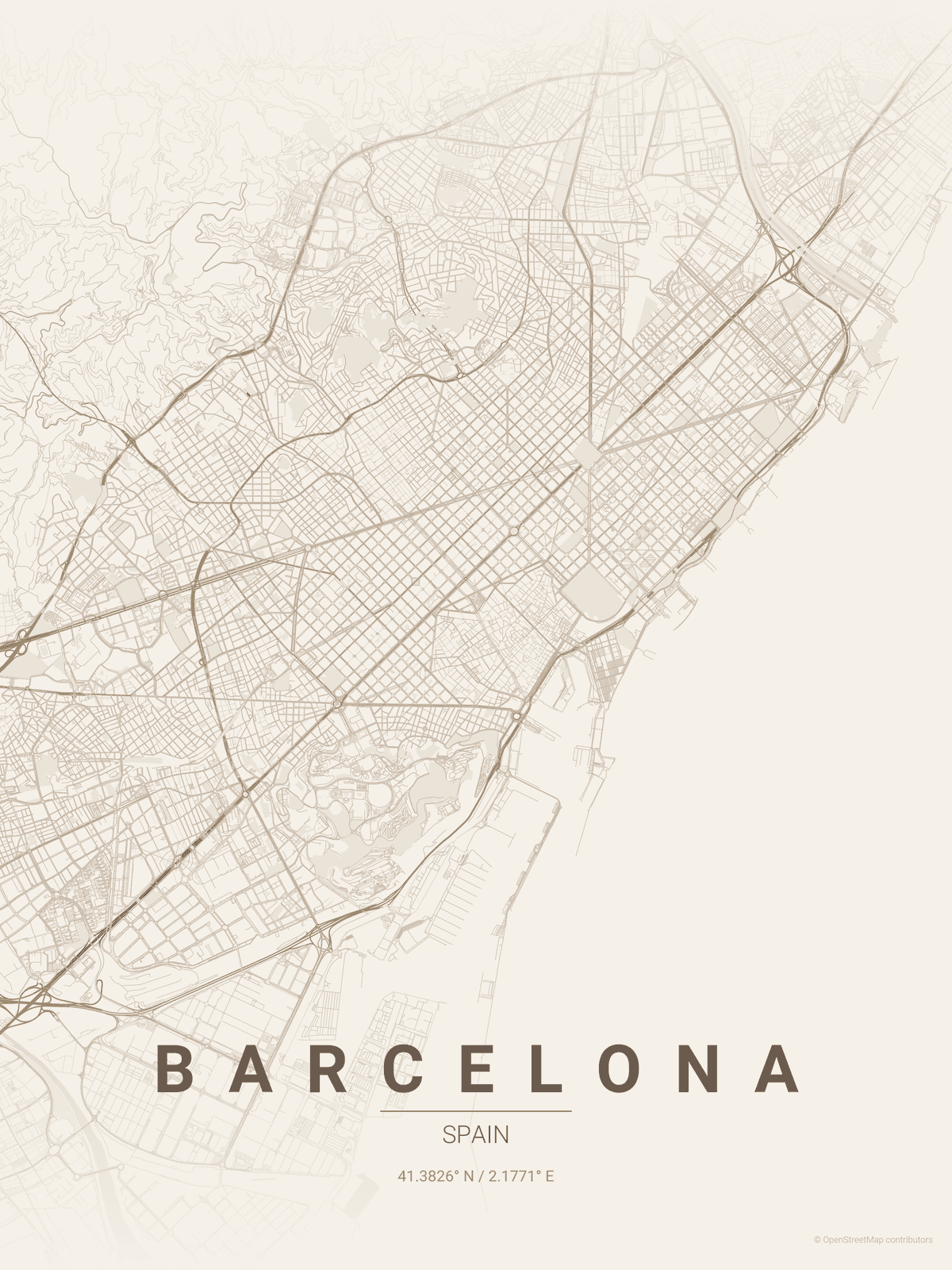 Barcelona warm beige poster